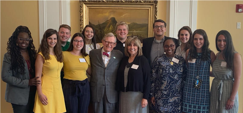 WVU PSA Speakers Bureau Cohort 2 Students with Dr. Carolyn Atkins and President Gordon Gee